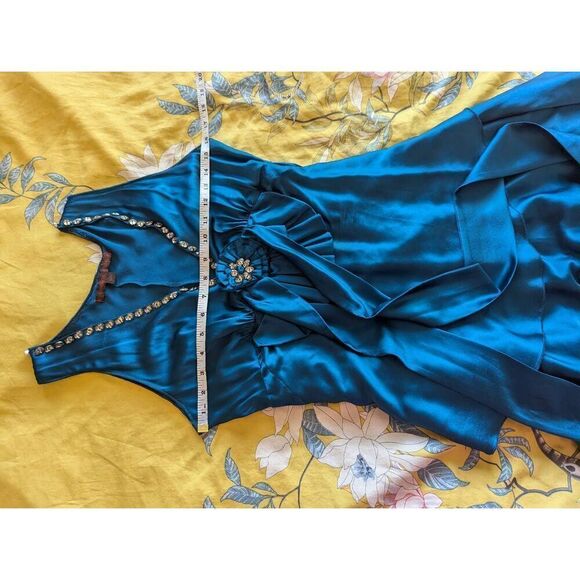 A Common Thread Women’s Small Silk Charmeuse Elegant MIDI Tiered Gown Dress - Picture 8 of 8